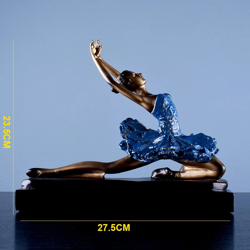 Gold Silver Statue Resin Figurine Ballerina Ornaments Desk Decor Black Base Portrait Crafts Gift Home Decoration