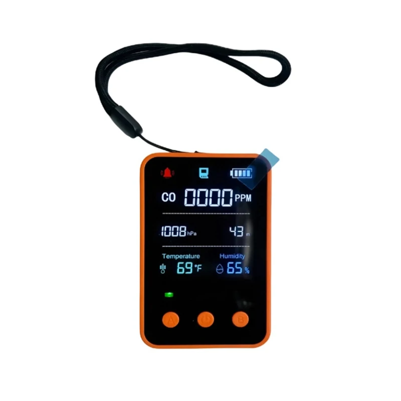 B62B 5 in 1 Portable Carbon Monoxide Detector Mini CO Meter Altitude Temperature Humidity Sensor Travel