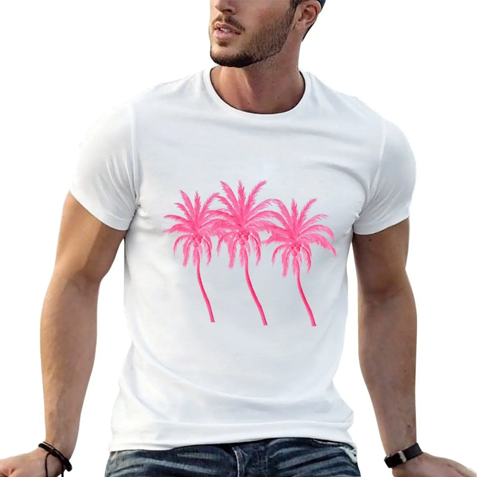 

3 Pink Coconut Palm Trees T-Shirt g man t shirts for men man t shirts for men man t shirt summer T-shirt