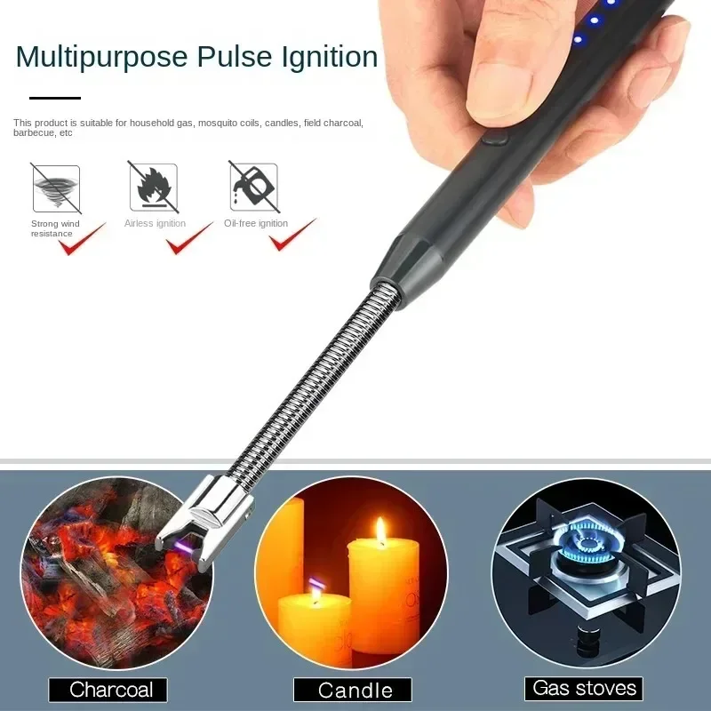 Creative Multifunctional Charging Burning Torch USB Pulse Arc Hose Lighter 360 Degree Rotating Igniter Cross-Border