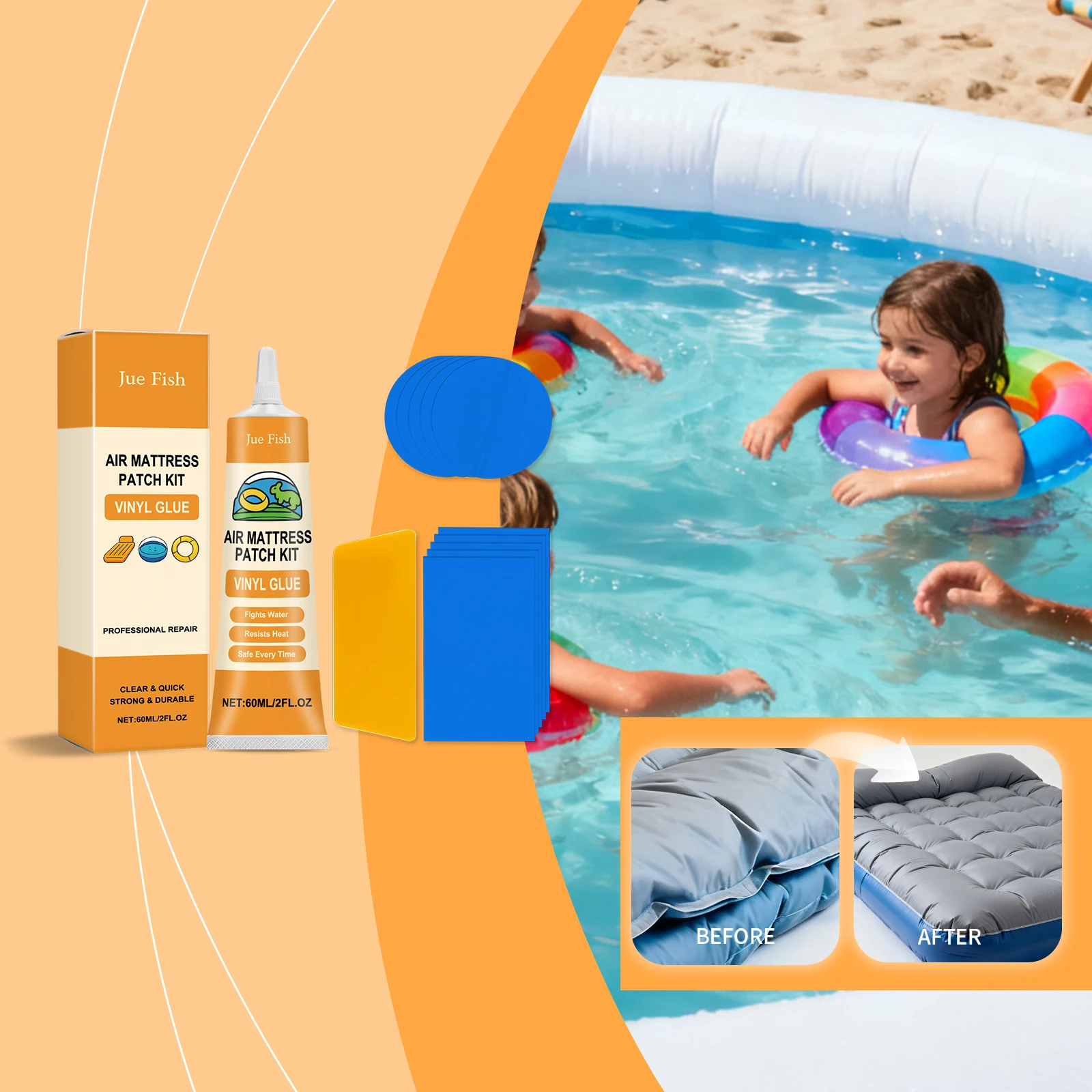 Inflatable Repair Kit Airbed Patch Glue Waterproof Boat Kayak Tent Pvc Inflatable Seam Vinyl Adhesive Seal Kit Strong Adhesion