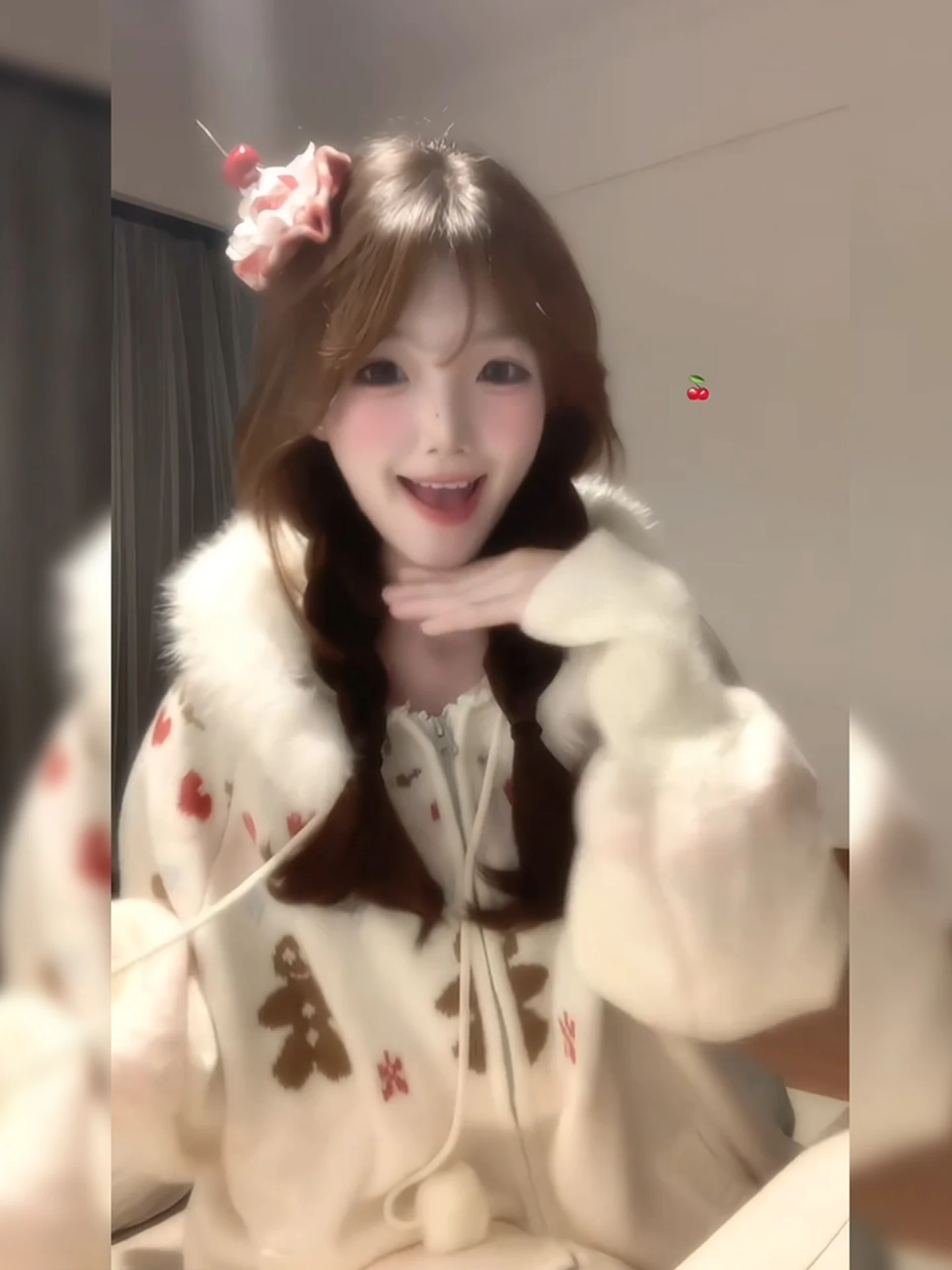 

Sweet Soft Gingerbread Man Pattern Knitted Sweater Women's Loose Fit Winter New Sle Warm Fce Long Sve Top