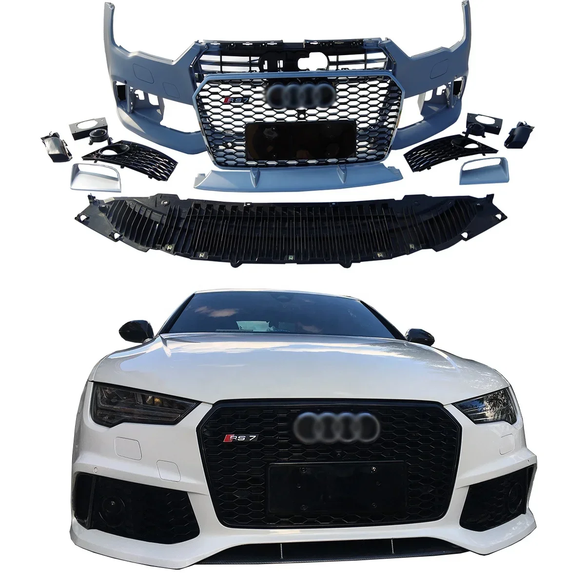 Car bumpers PP parts for audis A7 C7 C7.5 2016 2017 2018 year upgrade RS7 model with front bumpers grilles