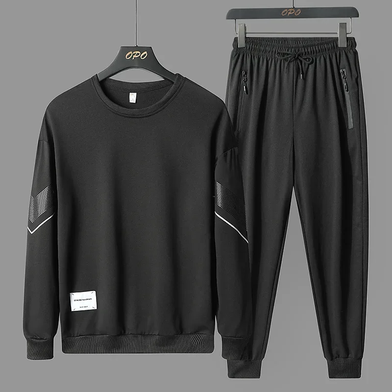 New Tracksuit Men Casual Long Sleeve Mens Two Piece Sweatshirt+Pants Set Hip Hop Fashion Streetwear Autumn Men Set 5XL