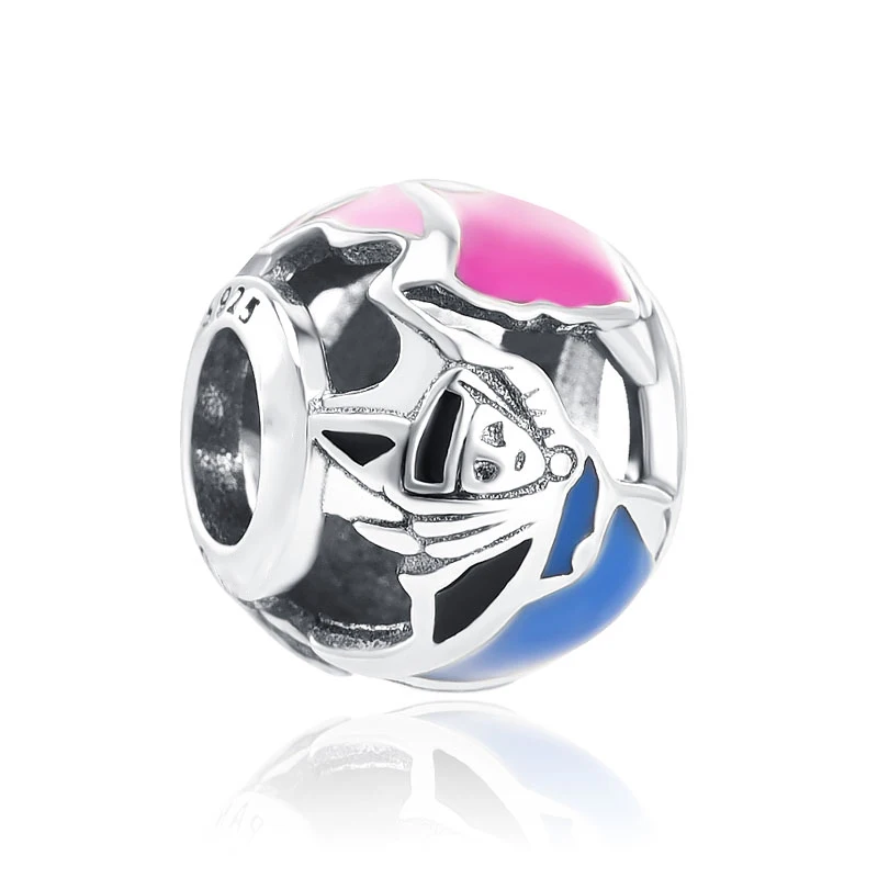 جديد 925 الفضة Miniso ديزني دونالد داك دُولابٌ دَوّار مفتاح قلادة الموضة مناسبة للسوار الأصلي لتقوم بها بنفسك مجوهرات رائعة