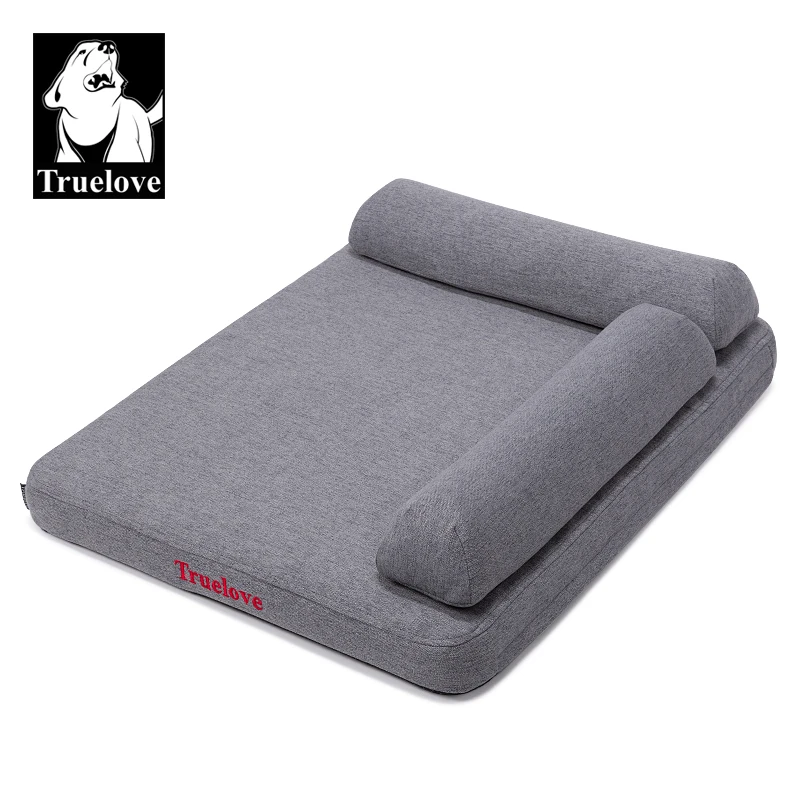 TRUELOVE-Lit pour animal de compagnie avec oreiller, mousse à mémoire de forme, doux, confortable, durable, 100% lin, tissu pour chat et chien, lavable, TLX1211