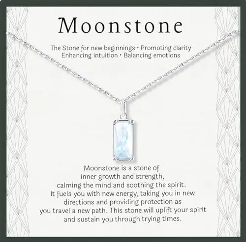 

Silver Square Fashion Delicate Moonlight Necklace for Women Lady Classic Moonstone Necklace Girls Jewelry Gifts