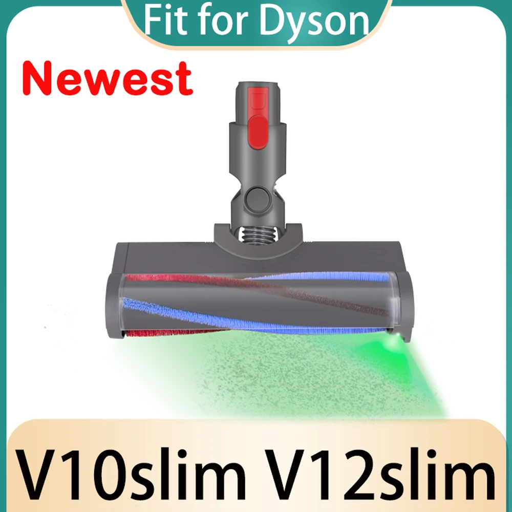 For Dyson V12 Detect Slim V10Slim Accessories Carpet Brush Head Motorhead With Green Dust Light Replacement Laser Brush Head