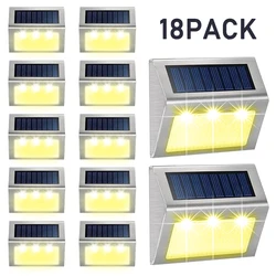 Impermeável ao ar livre Solar LED Wall Lights, Jardim Deck Lights, Pátio, Cerca, Escadas, Varanda, Decoração, 6LEDs