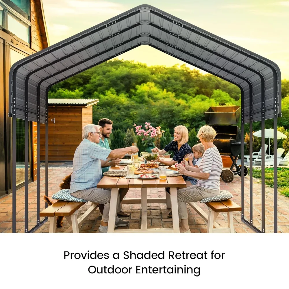 

10'x15' Heavy Duty Metal Carport, Outdoor Garage Car Shelter Shade with Heavier Frame, Galvanized Roof for Car and Boats