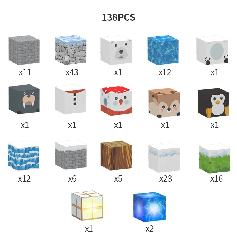 Ensemble de blocs de construction magnétiques My World, jouet éducatif pour enfants, Cube de 2cm avec LED, cadeau de noël, hiver