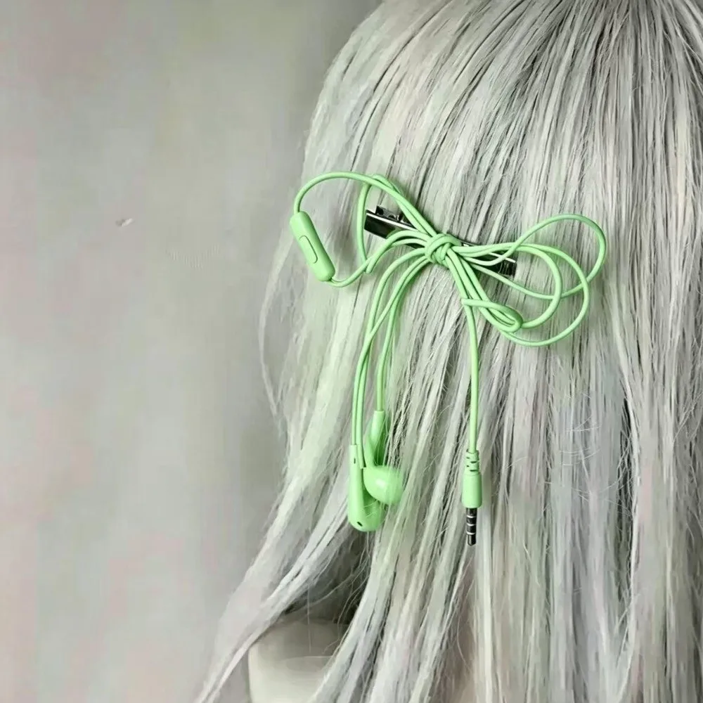 Hair Accessories Wire Bow Headphone Bow Hair Clips Unique Y2K Earphone Hair Pins Upcycled Cute Earphone Hair Clip Harajuku