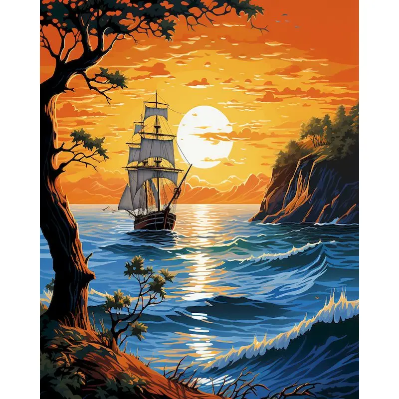 

GATYZTORY Sailboat Painting By Numbers Living Room Decoration Painting With Numbers Landscape Crafts Gift Picture Picture Paint