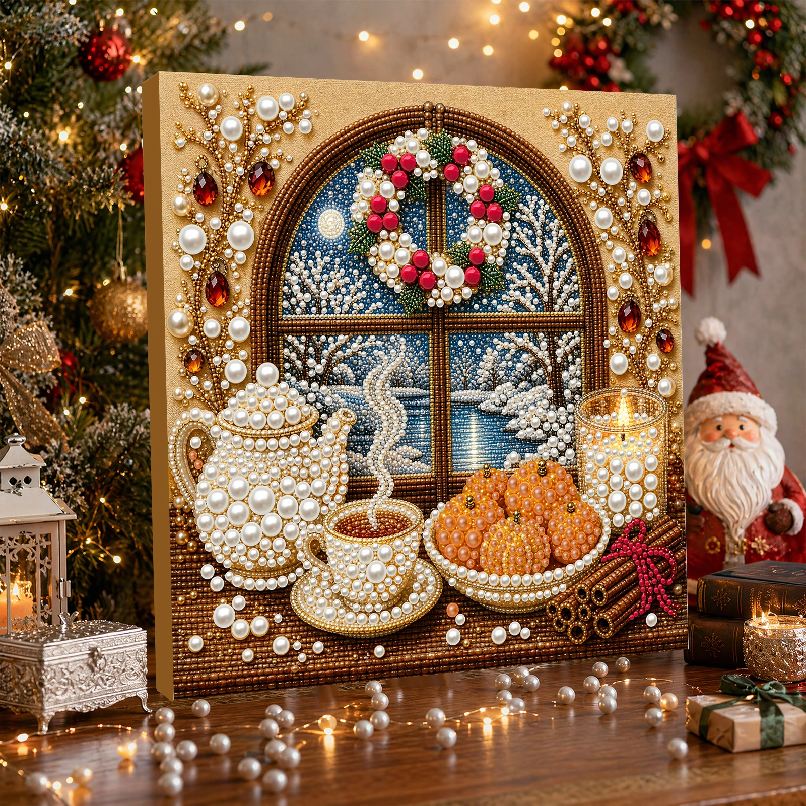 طقم رسم بالخرز اللؤلؤي بإطار،  - مراجعة Art Craft Winter وسعره