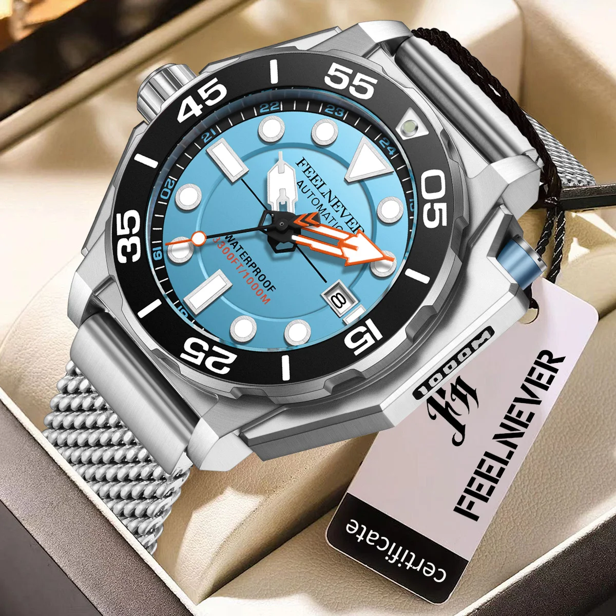 FeelNever Automatic Dive Watch Men Super Luminous Original Design 20ATM Man Wristwatch Sapphire Swim Sport Mechanical Male Watch