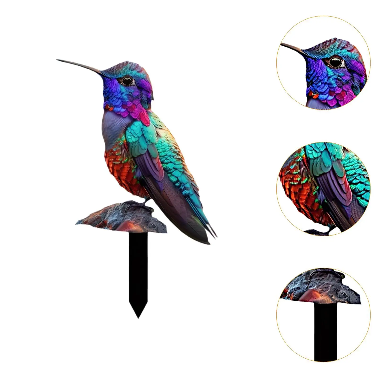 Garden Bird Decor 2D Acrylic Hummingbird Stake Yard Art Sign for Yard Decoration Front Yard and Pathway