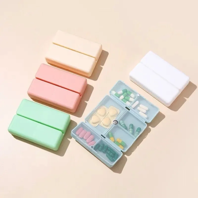 1/2/3/4Pcs Portable 7-Cell Pill Box, Independent Folding Double-Layer Storage Box, Magnetic Seven-Cell Pill Box