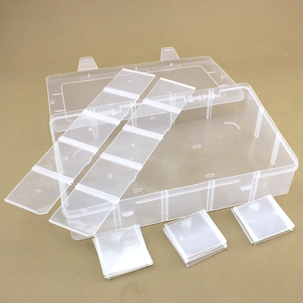 

2pcs Plastic Compartment Storage Boxes Removable Dividers Clear Organizer Box Crafts Fishing Tackle Transparent Grid Container