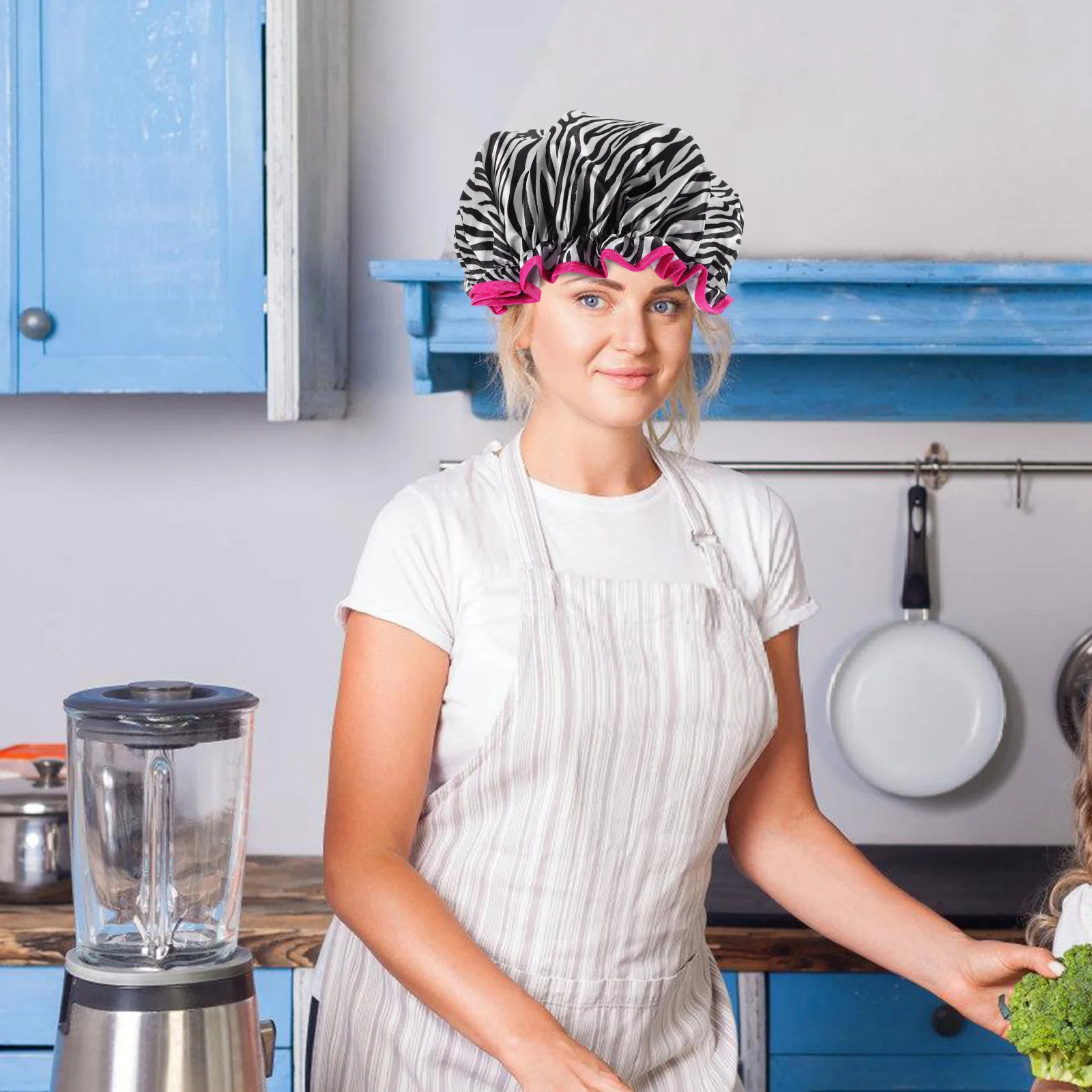 

2Pcs Waterproof Double Layer Shower Caps Satin Elastic Bath Hats Reusable Comfortable Shower Caps for Women Men Long Hair