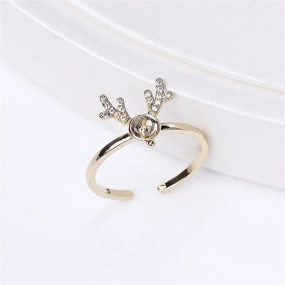 19 Style Pearl Ring Empty Set Domestic 14K Gold Opening Ring Simple Fashion Ring Set Zircon Temperament Handmade DIY Accessories