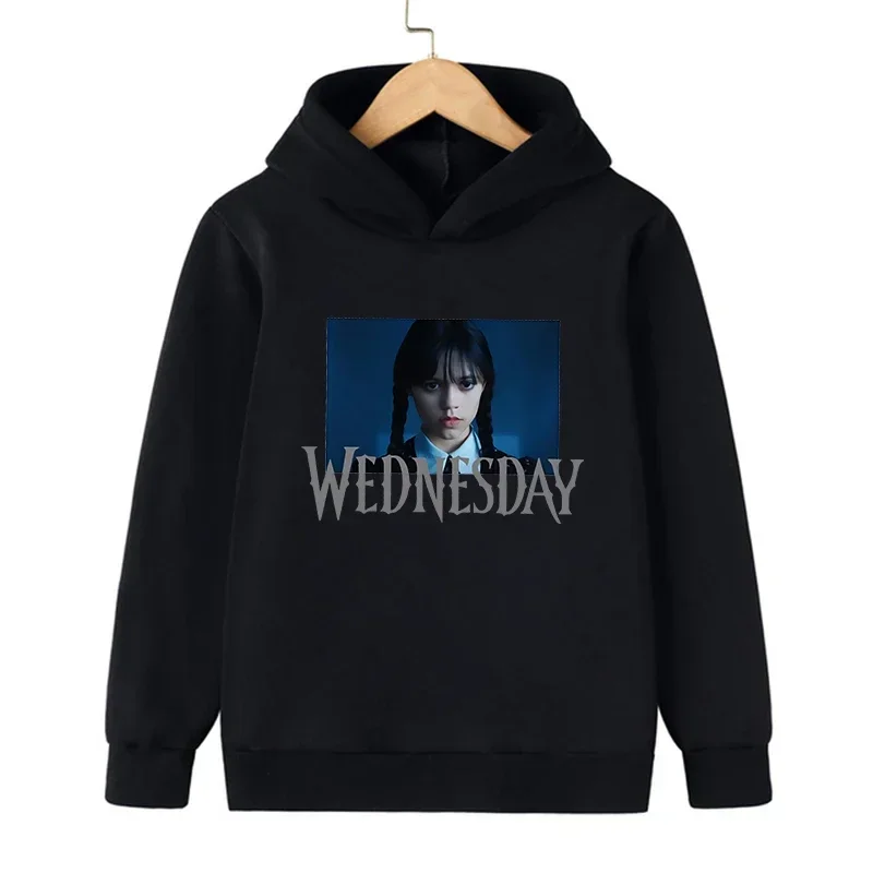 2024 الأربعاء آدامز الكرتون المطبوعة الأطفال هوديي ربيع الخريف الاطفال فتاة الصبي الملابس البلوز الشرير نمط الرياضة البلوز