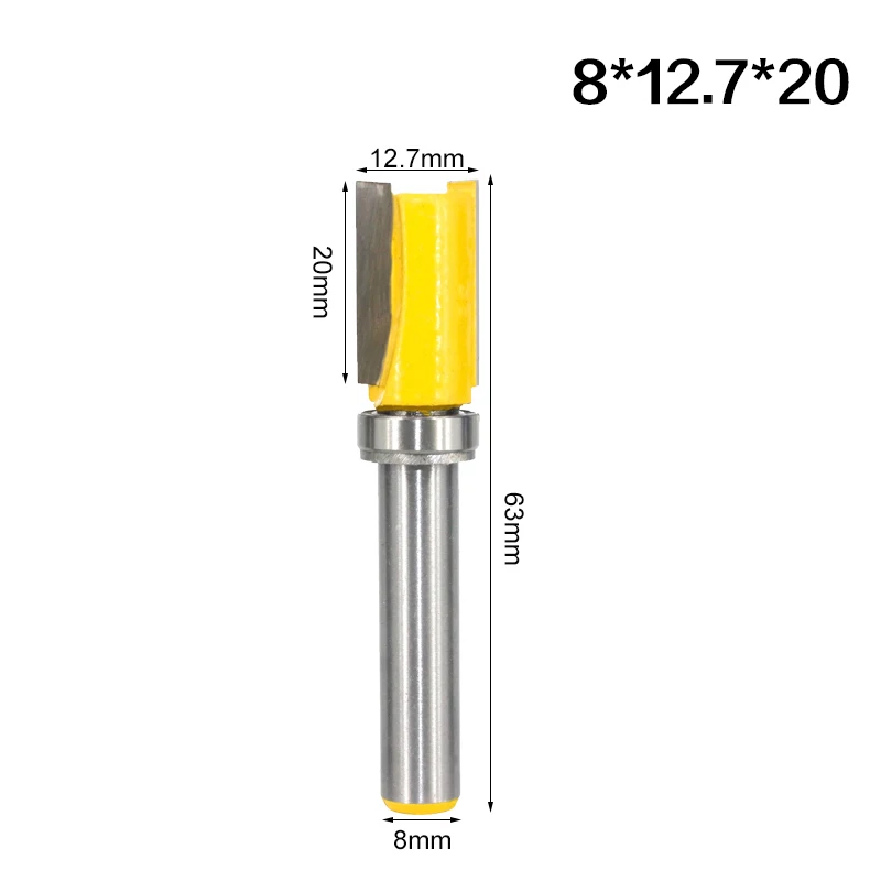 1PC 8MM Shank Milling Cutter Wood Carving Flush Trim Router Bit Pattern Bit Top Bottom Bearing 1/2\