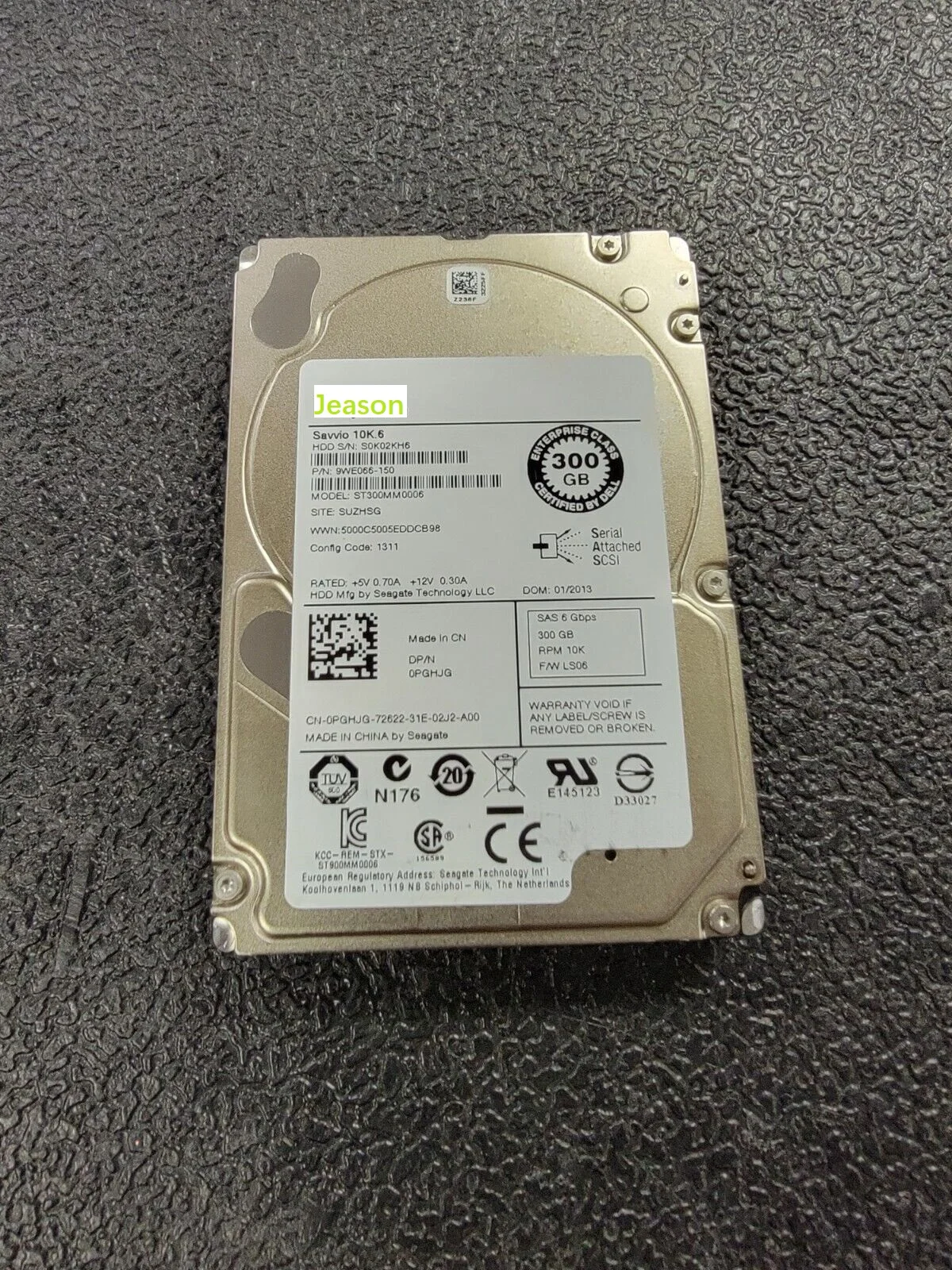 

PGHJG 0PGHJG SAVVIO 300GB 10000RPM 6Gbps 2.5" SAS SERVER HDD Hard Drive