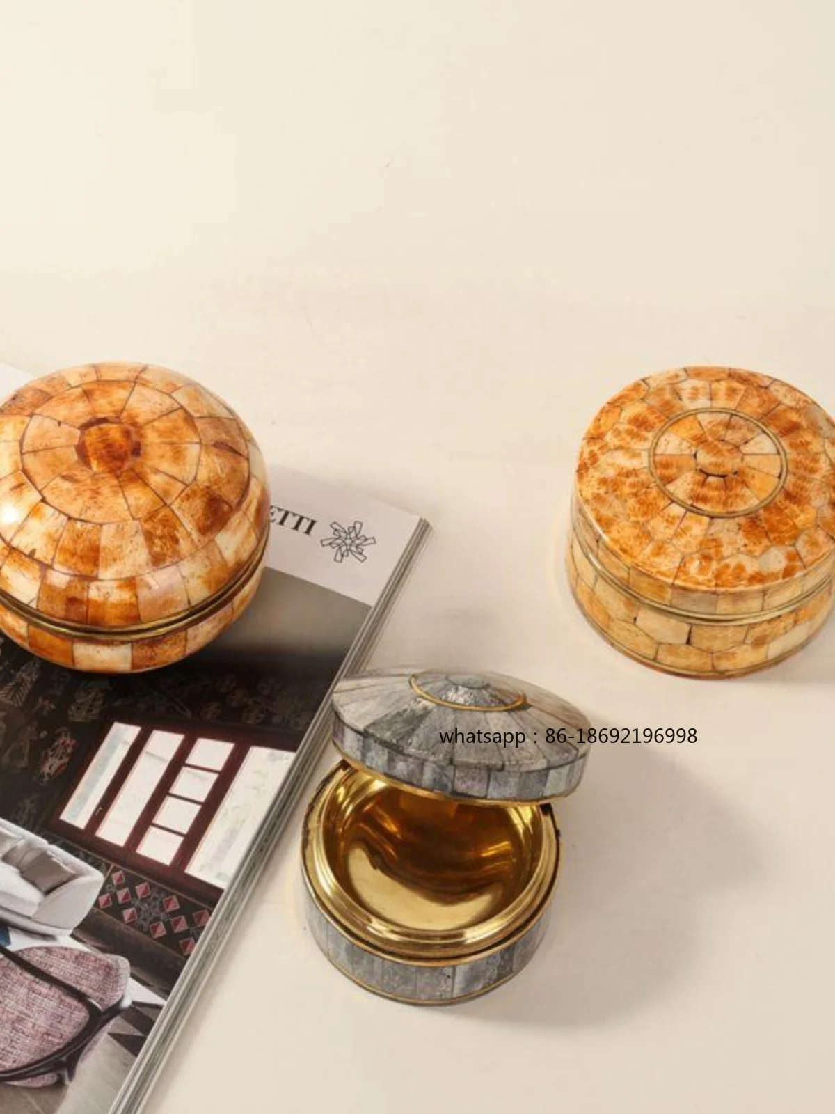 American Brass Beef Bone Soft Decoration Designer Display High-end Matching Jewelry Storage Box Decoration