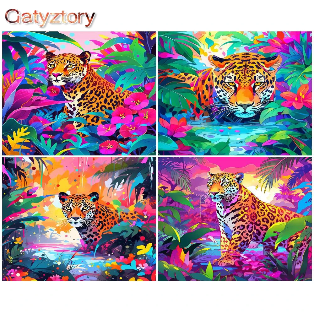 

GATYZTORY DIY Painting By Numbers Clorful Tiger Oil Paint By Numbers Landscape Kit On Canvas HandPainted Wall Art For Home Decor