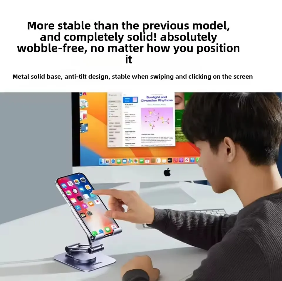 Cell Phone UGREEN Stand Desk Ergonomic Design Adjustable Phone Holder Mobile Phone Desk Holder Mount for iPhone Samsung