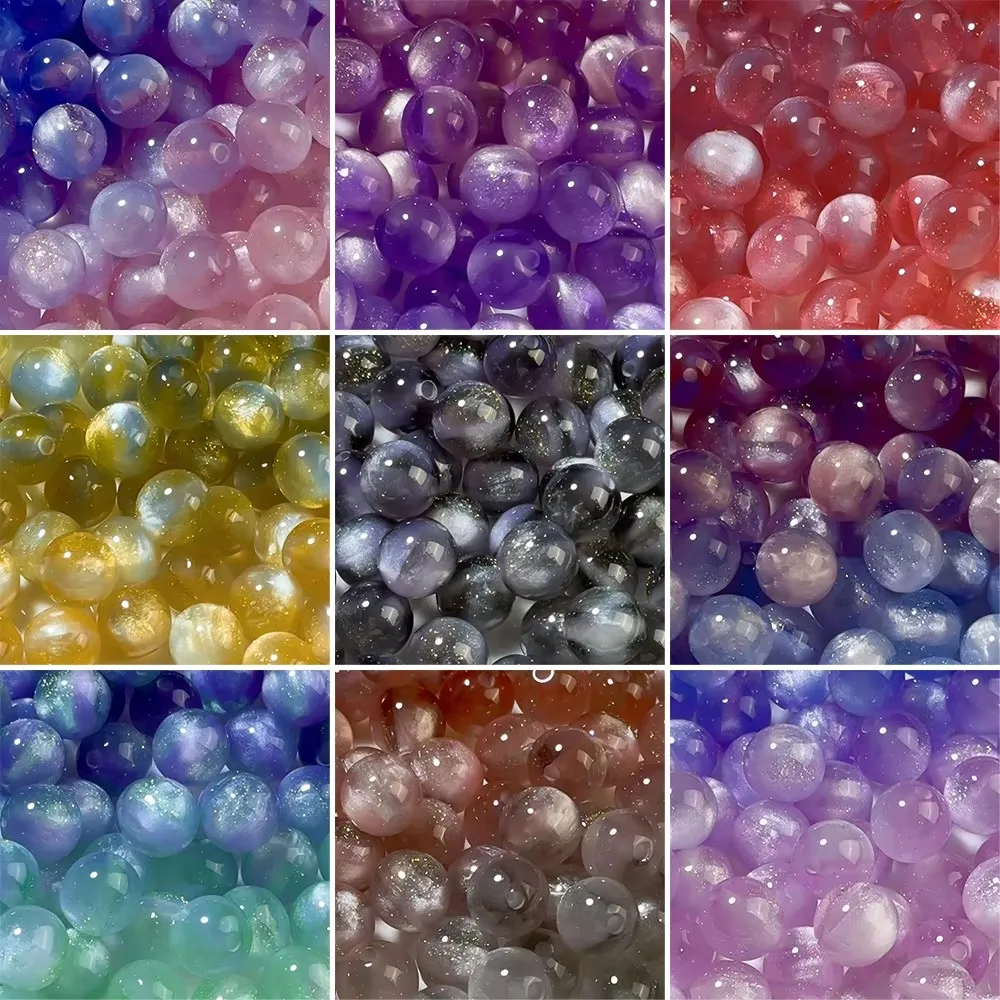 10pcs 10/12mm Resin UV Changing Reactive Beads Colored Round Loose Beads for DIY Bracelets Necklaces Jewelry Making Supplies
