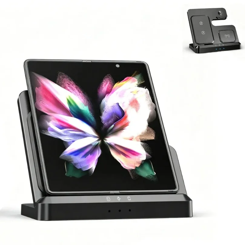 Desktop Wireless Charger 3 in 1 Fast Charging Station For Samsung S26 S25 S24 S23 Z Fold/Flip 7 6 5 4 Galaxy Watch Buds 4 Pro