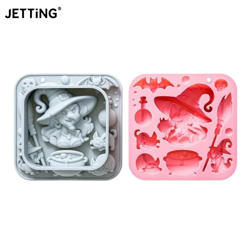 

Силиконовые формы для Хэллоуина, сделай сам, форма для выпечки шоколадных конфет, летучая мышь, шляпа ведьмы, форма для торта, украшение для десерта на Хэллоуин, инструменты для выпечки