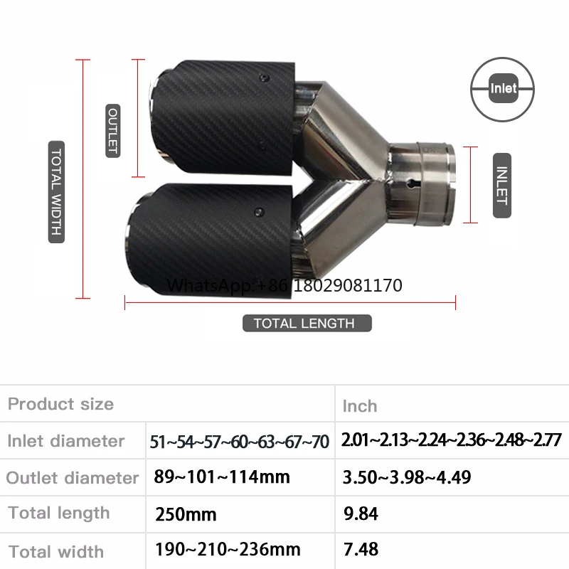 Y jenis ujung knalpot baja tahan karat Aksesori Mobil kualitas tinggi Universal serat karbon asli pipa ekor knalpot