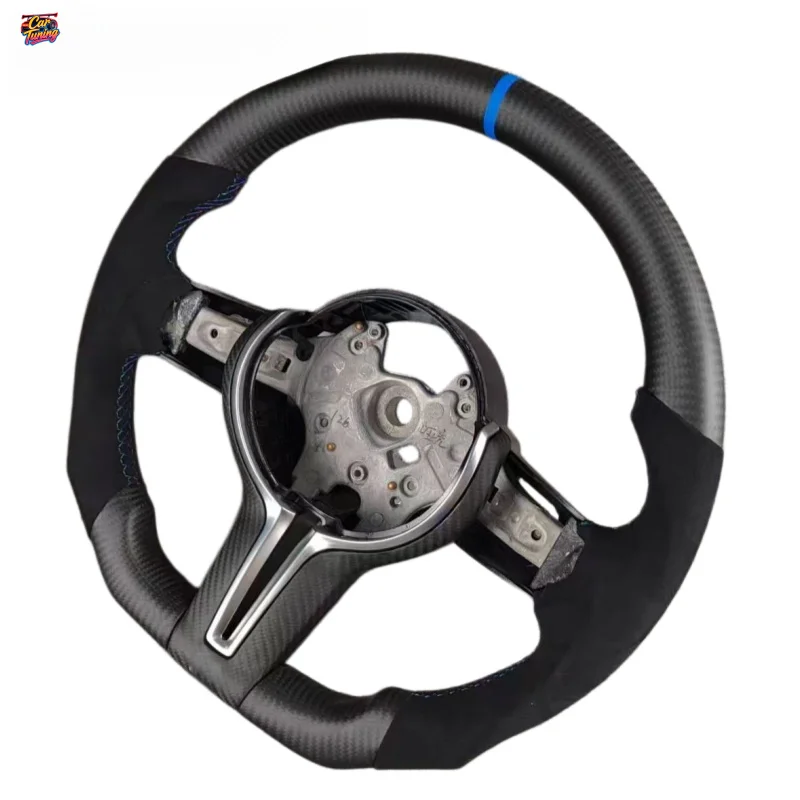 For BMW M2 M3 M4 M5 X1 X2 X3 X4 X5 X7 F10 F20 F30 F90 Custom Matte Flat-Bottom Carbon Fiber Steering Wheel Without Airbag