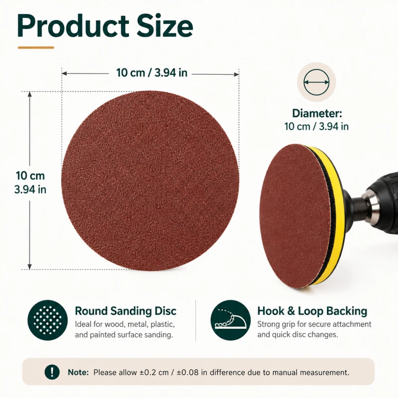 100Pcs 4 Inch Flocking Sanding Discs Hook Loop Self Adhesive Round Sandpaper for Wood Metal Polishing Grinding Tools