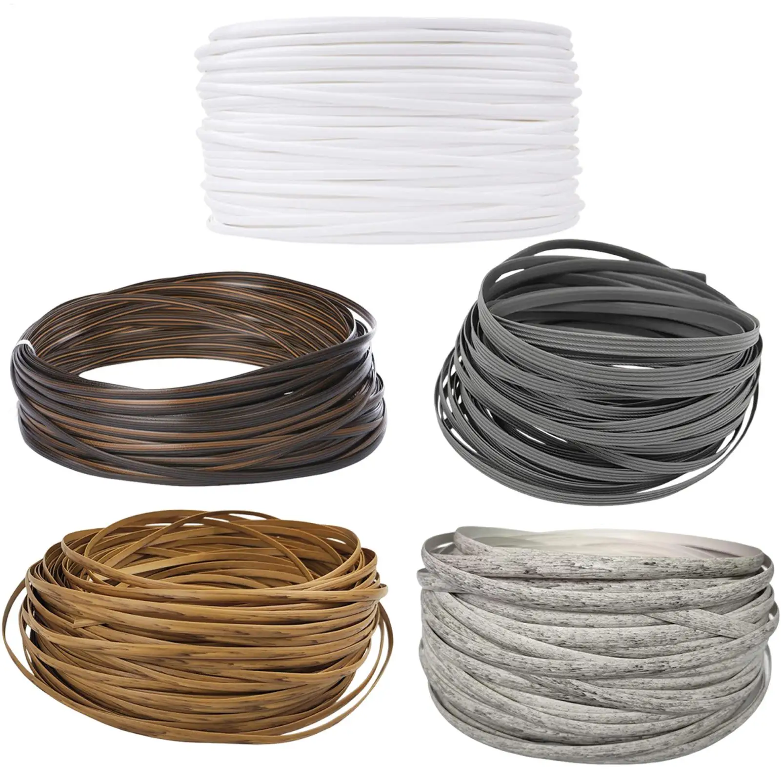 120Ft PE Gradient Flat Synthetic Rattan Material Roll Handmade Weaving Rope Repair Furniture Bed Sofa Chair Table Basket