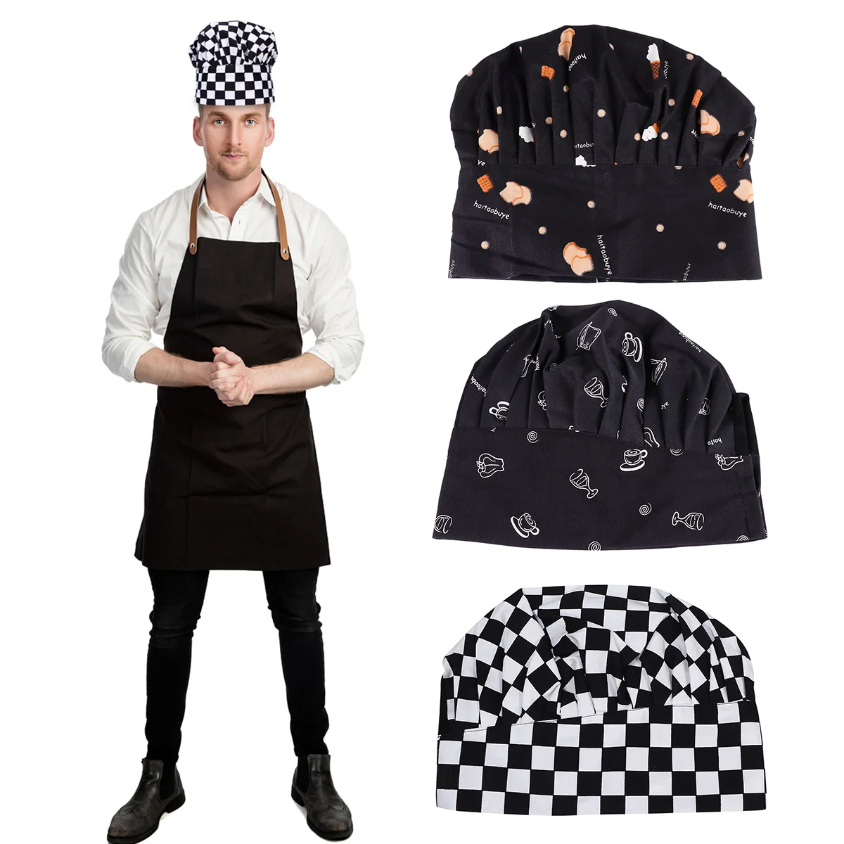 1 pezzo di cappello dal design classico in cotone poliestere, comodo e facile da pulire per la cucina del ristorante