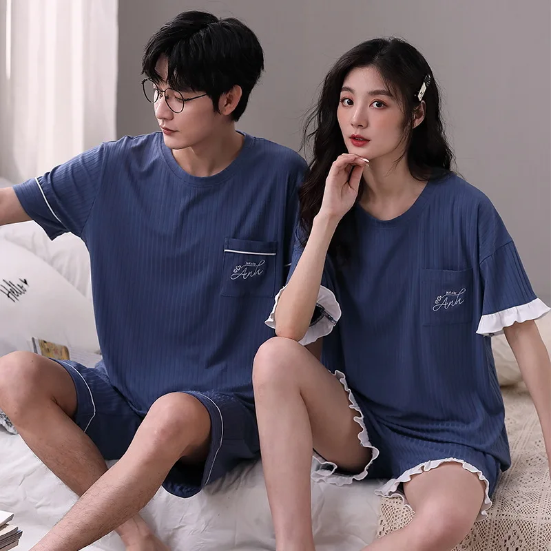 Couple Pajama Sets For Mens pyjama Loungewear Nightwear Short Sleeve Sleep Pant Modal Pajamas Sleepwear Lover Pijamas Hombre Pjs