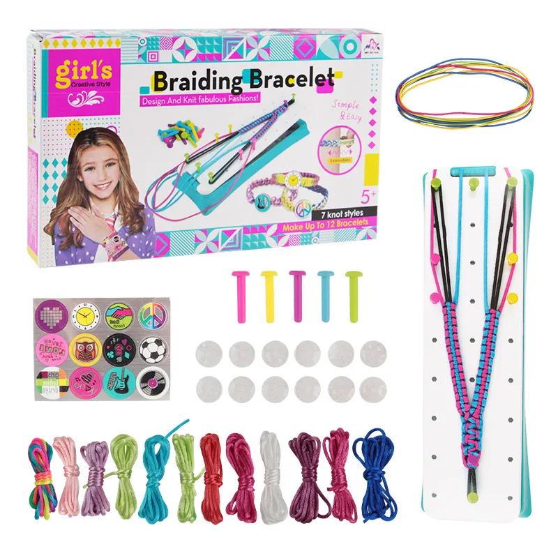 DIY Bracelet Craft Kit Include Braid Loom Kids Creativity Educational Friendship Bracelet Making Kit Girls Boy Adjustable Pegs