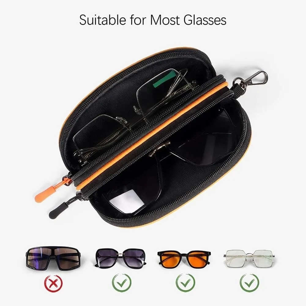 Organizador de óculos de dupla camada portátil pano grande capacidade saco de armazenamento de óculos anti-perdido com chaveiro