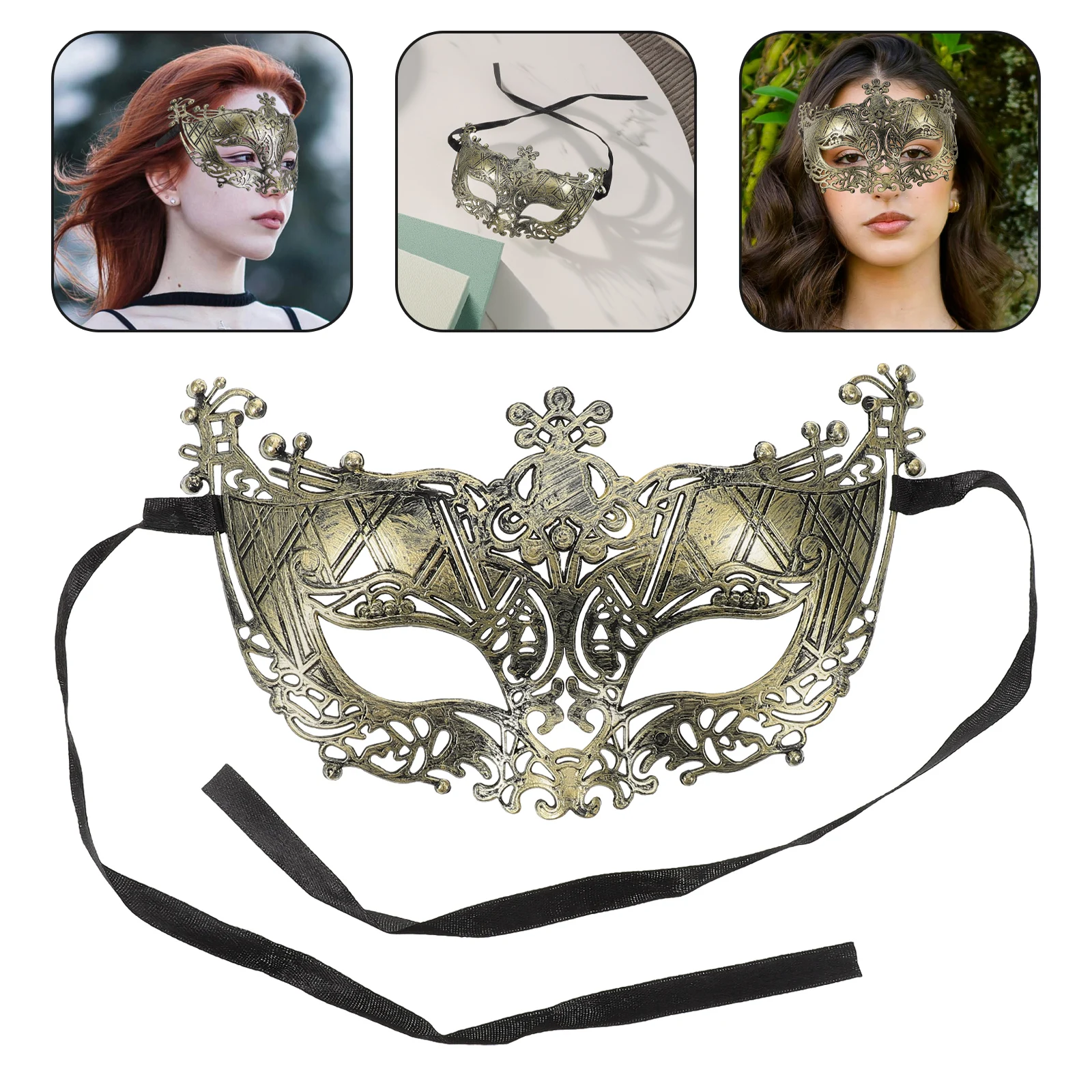 

Vintage Half For Masquerade Party Adjustable Elastic Band Comfortable Fit Sturdy Plastic Decorative Mask - Carnival Party Mask