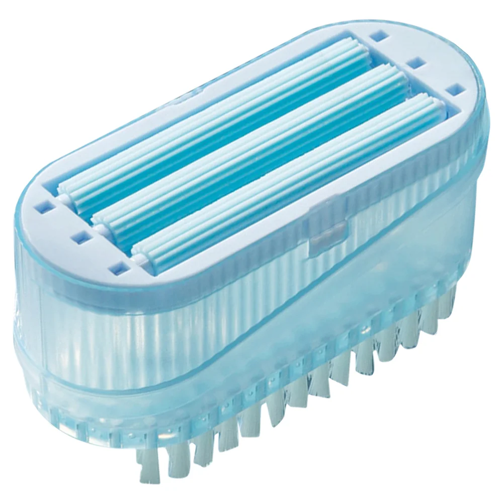 Double-Sided Soap Dish Brush Cleaning Dual-Purpose (Lake Blue) Holder with Dispenser Laundry Home Abs Daily Use Container