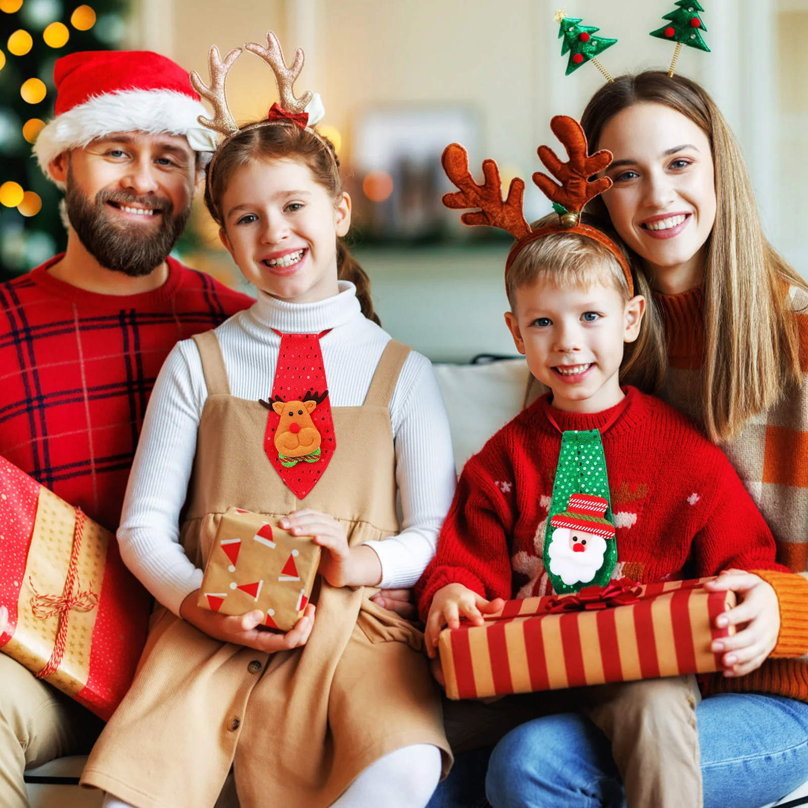 2 Buah Dasi Santa Natal Dekorasi Payet Dasi Dapat Disesuaikan untuk Anak-anak Dekorasi Rumah Pesta Gantung Pohon Natal