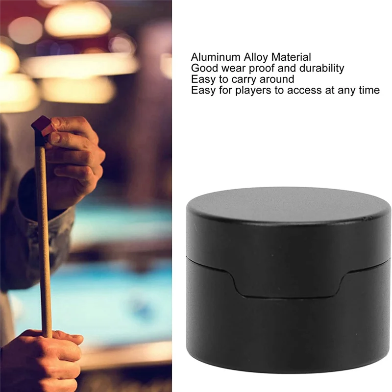

A48F-Pool Cues Chalk Box Round Aluminum Alloy Cues Chalk Box Holder For Pool Cues Chalk Box Billiard Accessories