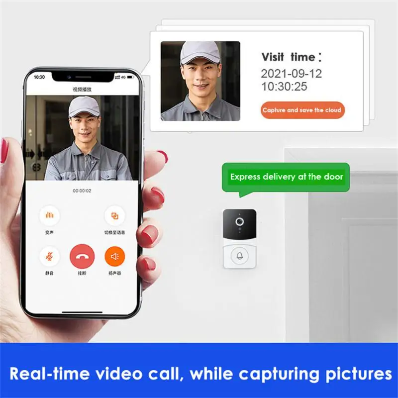 TUYA WIFI Smart Video Doorbell Wireless HD Remote Control Work With Tuya App Smart Home HD Night Camera Cat\'s Eye Photo Doorbel