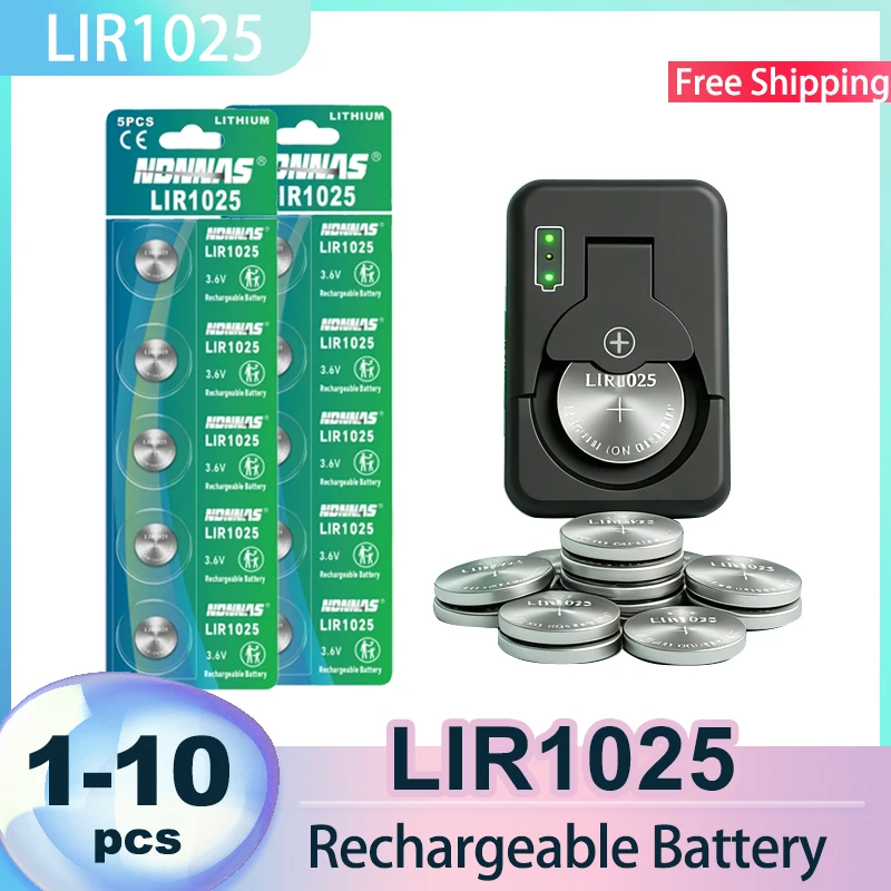 1-10PCS LIR1025 Replace CR102 3.6V Rechargeable Button Battery 5 For Watch Toy Calculator Electronic Scale