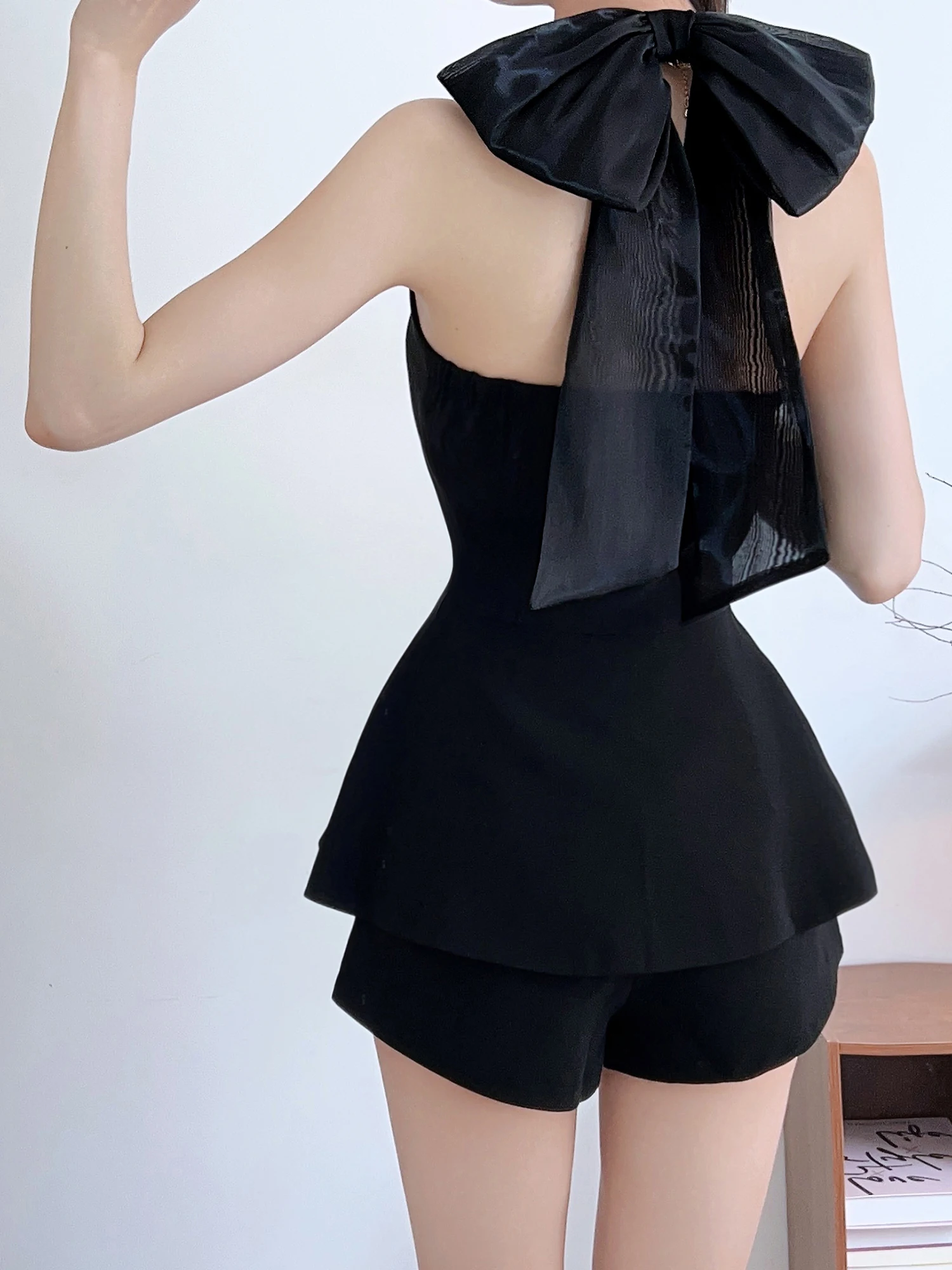 

Жилет с узлом Bal Svel, топ с высокой талией, комплект из двух предметов, повседневный облегающий жилет с квадратным воротником для пикантных девушек