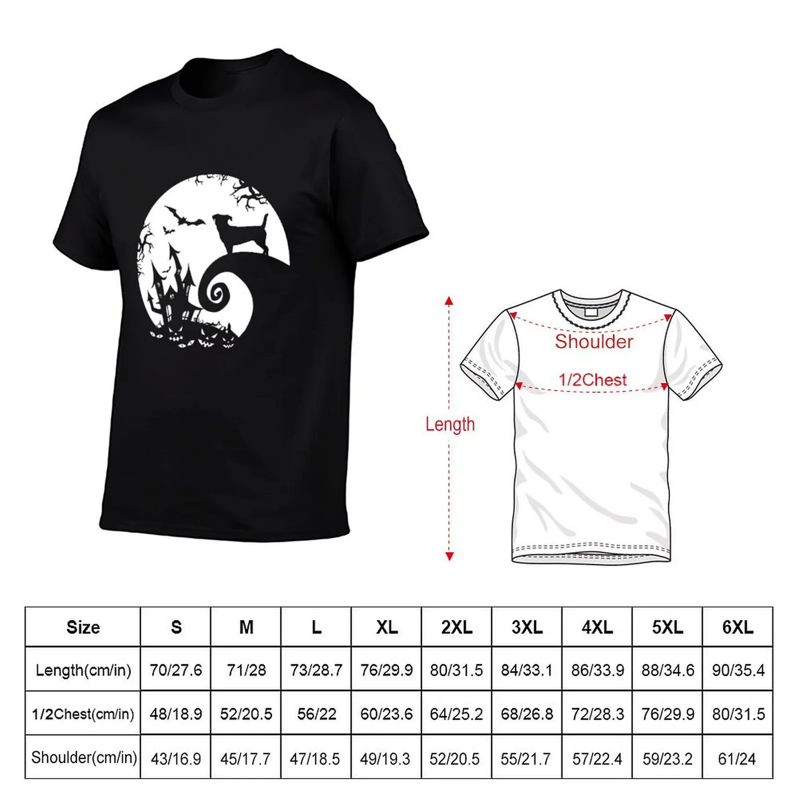 Jack russell terrier Dog And Moon Halloween Funny Jack russell terrier Dog Lover T-Shirt Basic All Season Solid T-Shirt