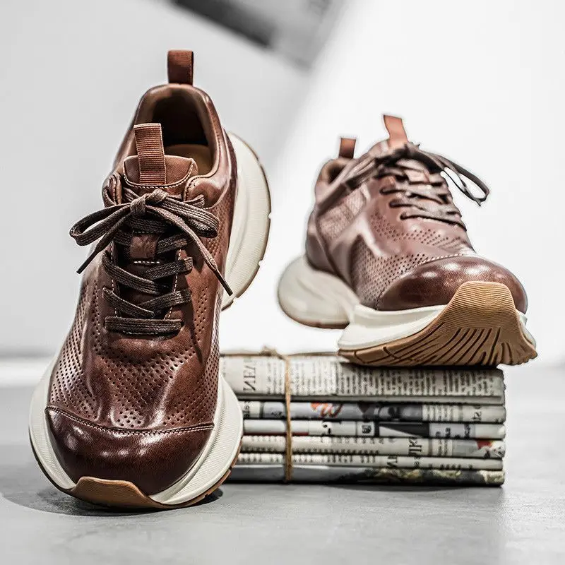 

British Style Men's Casual Leather Shoes Luxury Lightweight Outdoor Leisure Baskets Hommes Retro Winter Men's Sneakers man shoes